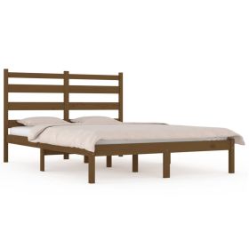 Bed Frame Honey Brown Solid Wood Pine 135x190 cm 4FT6 Double