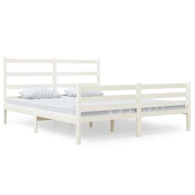 Bed Frame Solid Wood Pine 140x190 cm White