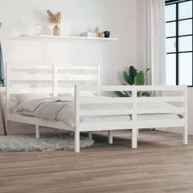 Bed Frame Solid Wood Pine 160x200 cm White