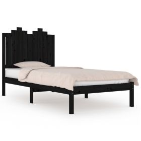 Bed Frame Black Solid Wood Pine 75x190 cm 2FT6 Small Single
