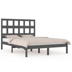 Bed Frame Grey Solid Wood Pine 140x200 cm