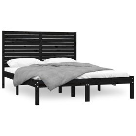 Bed Frame Black Solid Wood 160x200 cm