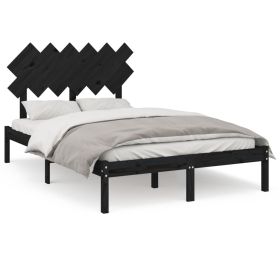 Bed Frame Black 120x190 cm 4FT Small Double Solid Wood