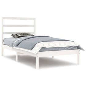 Bed Frame White Solid Wood Pine 90x200 cm Single