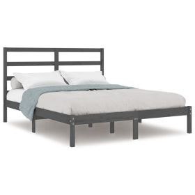 Bed Frame Grey Solid Wood Pine 160x200 cm