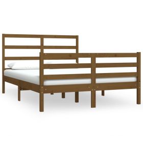 Bed Frame Honey Brown Solid Wood Pine 120x190 cm 4FT Small Double