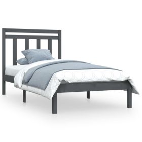 Bed Frame Grey Solid Wood 100x200 cm