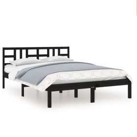 Bed Frame Black Solid Wood 140x200 cm
