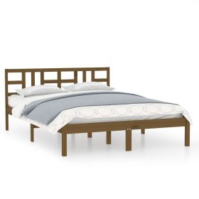 Bed Frame Honey Brown Solid Wood 150x200 cm 5FT King Size