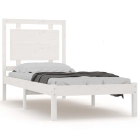 Bed Frame White Solid Wood 100x200 cm