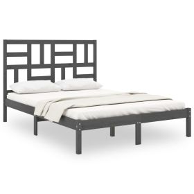 Bed Frame Grey Solid Wood 120x200 cm