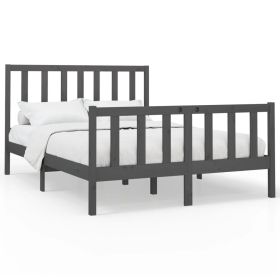 Bed Frame Grey Solid Wood Pine 150x200 cm 5FT King Size