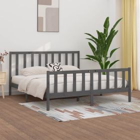 Bed Frame Grey Solid Wood 200x200 cm