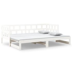 Pull-out Day Bed White Solid Wood Pine 2x(80x200) cm