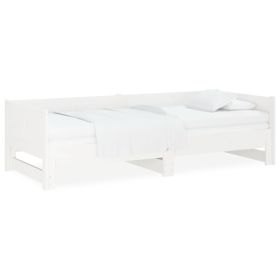 Pull-out Day Bed White Solid Wood Pine 2x(90x200) cm