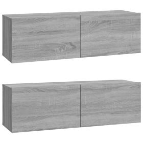 Wall TV Cabinets 2 pcs Grey Sonoma 100x30x30 cm Engineered Wood