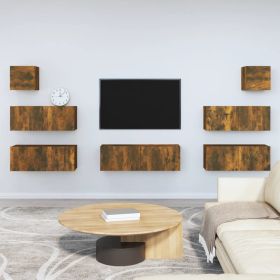 7 Piece TV Cabinet Set Smoked Oak Engineered Wood