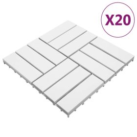 Decking Tiles 20 pcs White 30x30 cm Solid Wood Acacia
