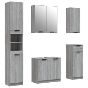 5 Piece Bathroom Cabinet Set Grey Sonoma Engineered Wood