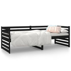 Day Bed Black 80x200 cm Solid Wood Pine