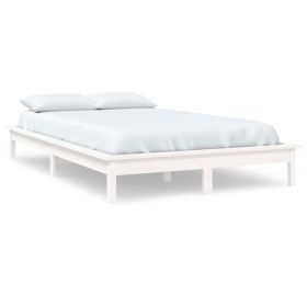 Bed Frame White 140x190 cm Solid Wood Pine
