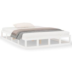 Bed Frame White 200x200 cm Solid Wood