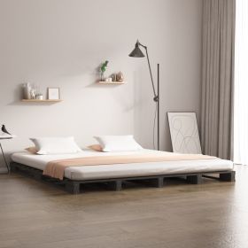 Pallet Bed Grey 160x200 cm Solid Wood Pine