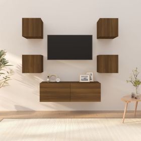 Wall-mounted TV Cabinet Set Brown Oak Engineered Wood