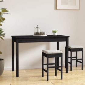 Dining Table Black 110x55x75 cm Solid Wood Pine