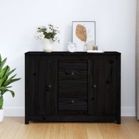 Sideboard Black 100x35x74 cm Solid Wood Pine