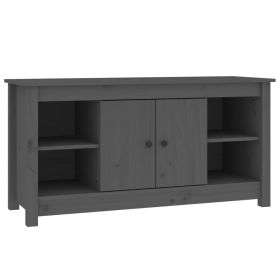 TV Cabinet Grey Solid Wood Pine