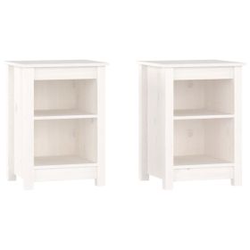 Bedside Cabinets 2 pcs White 40x35x55 cm Solid Wood Pine