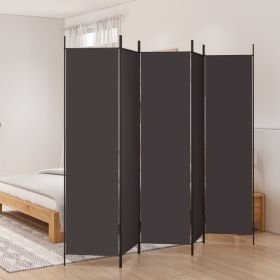 5-Panel Room Divider Brown 250x200 cm Fabric