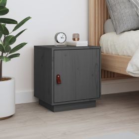 Bedside Cabinet Grey 40x34x45 cm Solid Wood Pine