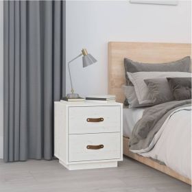 Bedside Cabinet White 40x34x45 cm Solid Wood Pine