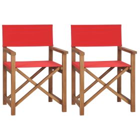 Director's Chairs 2 pcs Solid Teak Wood Red