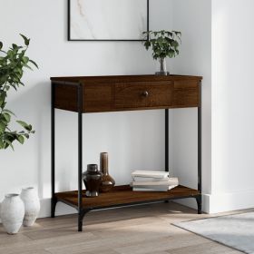 Console Table Brown Oak 75x34.5x75 cm Engineered Wood