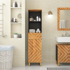 Bathroom Cabinet Brown and Black 38x33.5x160 cm Solid Wood Mango