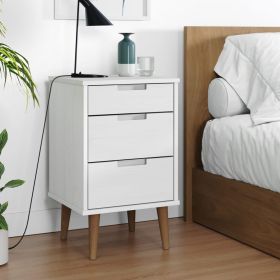 Bedside Cabinet MOLDE White 40x35x65 cm Solid Wood Pine