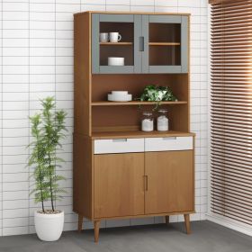 Top for Highboard MOLDE Brown 90x35x100 cm Solid Wood Pine