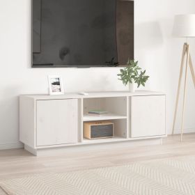 TV Cabinet White 110x35x40.5 cm Solid Wood Pine