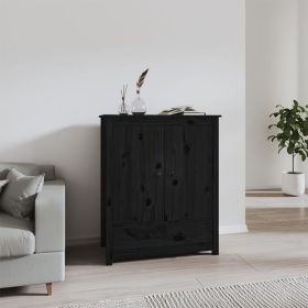 Highboard Black 83x41,5x100 cm Solid Wood Pine