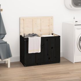 Laundry Box Black 88.5x44x66 cm Solid Wood Pine