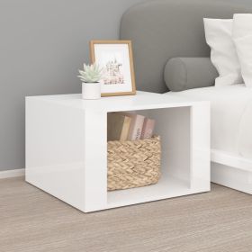 Bedside Table High Gloss White 57x55x36 cm Engineered Wood