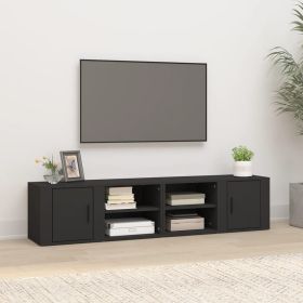 TV Cabinets 2 pcs Black 80x31.5x36 cm Engineered Wood