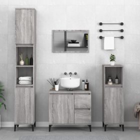 Bathroom Cabinet Grey Sonoma 30x30x190 cm Engineered Wood