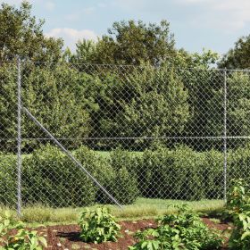 Chain Link Fence with Flange Silver 2x10 m