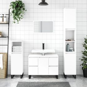 Bathroom Cabinet White 80x33x60 cm Engineered Wood