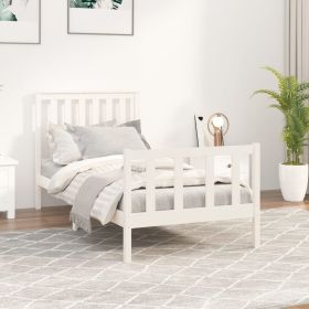 Bed Frame with Headboard White 100x200 cm Solid Wood Pine