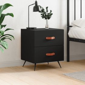 Bedside Cabinet Black 40x35x47.5 cm Engineered Wood